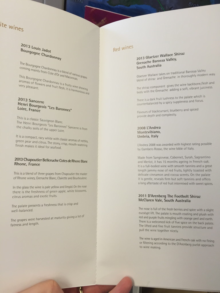 Garuda Indonesia Business Class Menu