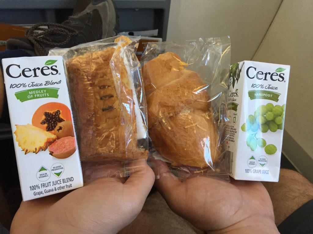South African Airlink juices and pastries