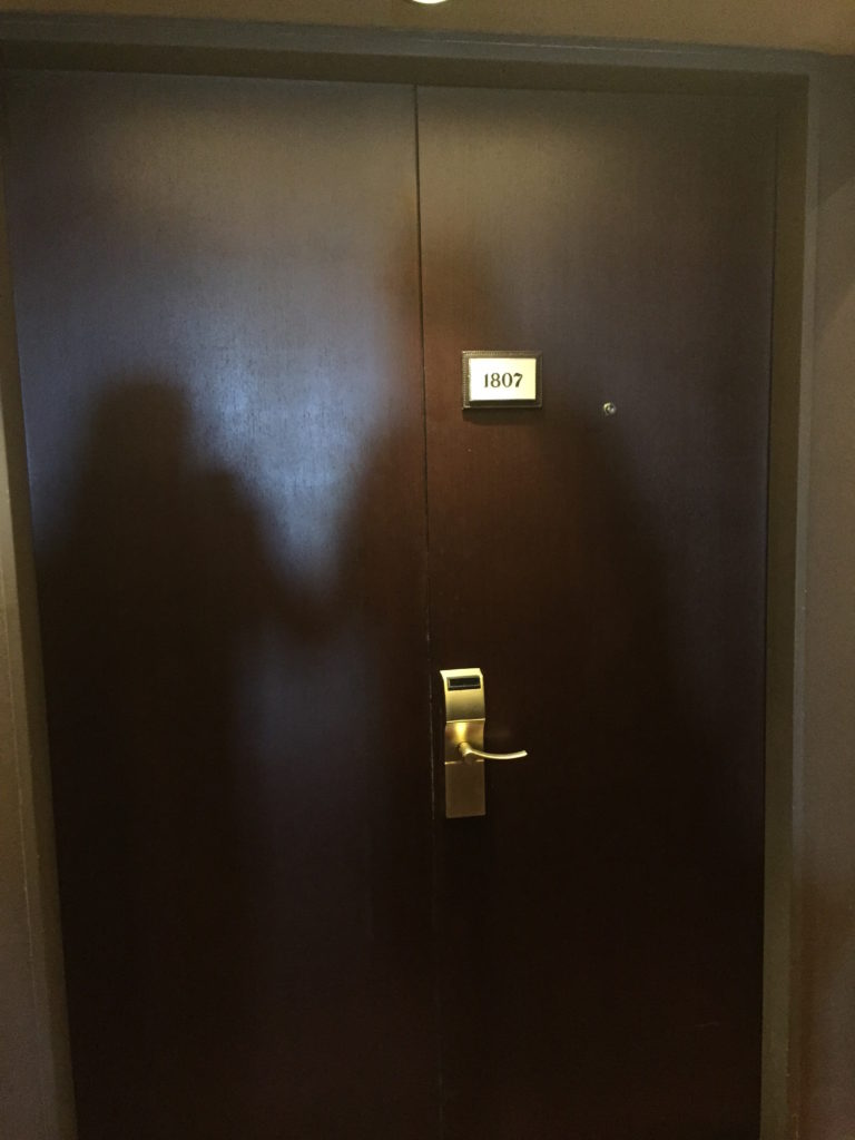 a door with a door handle and a doorknob