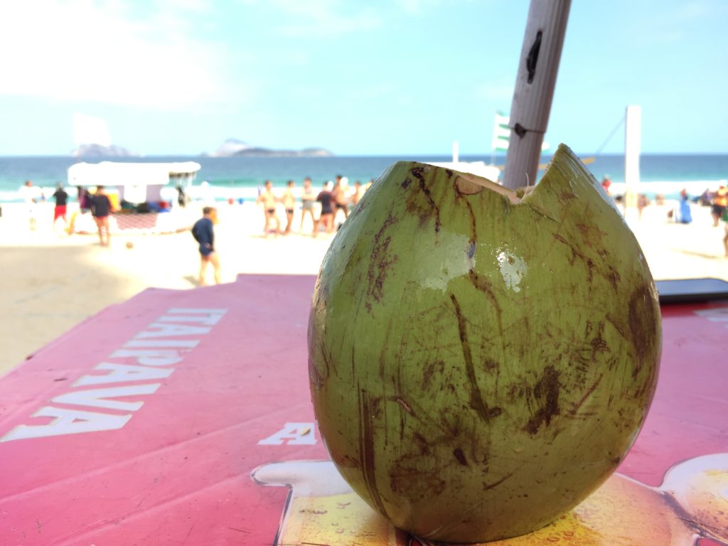 Fresh, tasty coconut on the beach