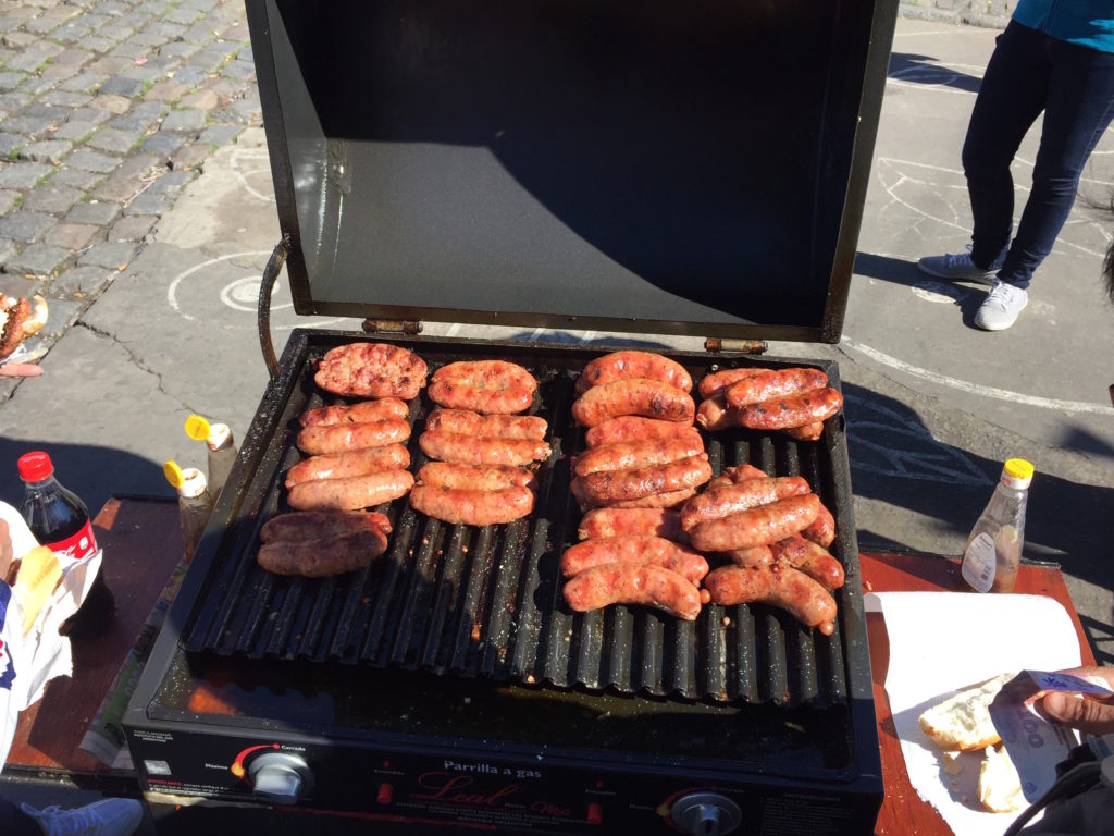 We stopped for a Choripan sandwich, sausage and bread.