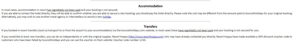 Cancel Hotels and Transfers