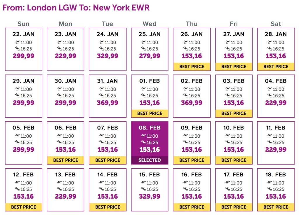 Wow flights From London, January/February