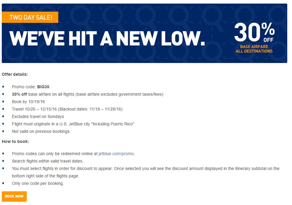 Jet Blue Terms of We Go Lower Promotion