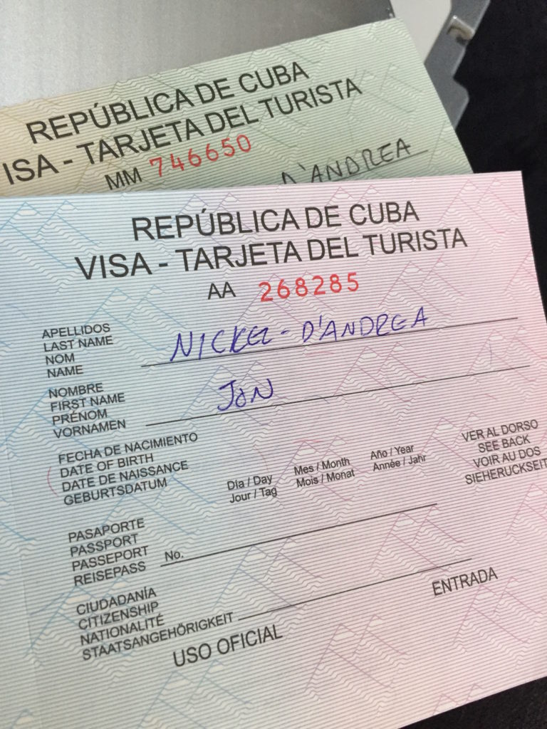 Green and Pink Cuban Visas