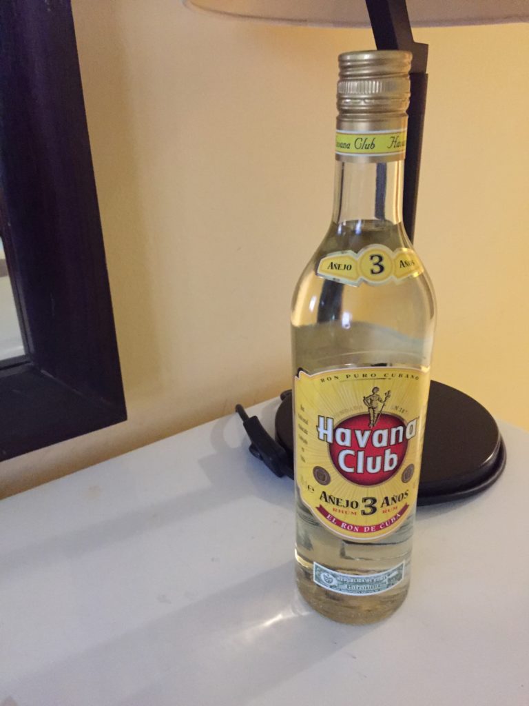 a bottle of alcohol on a table