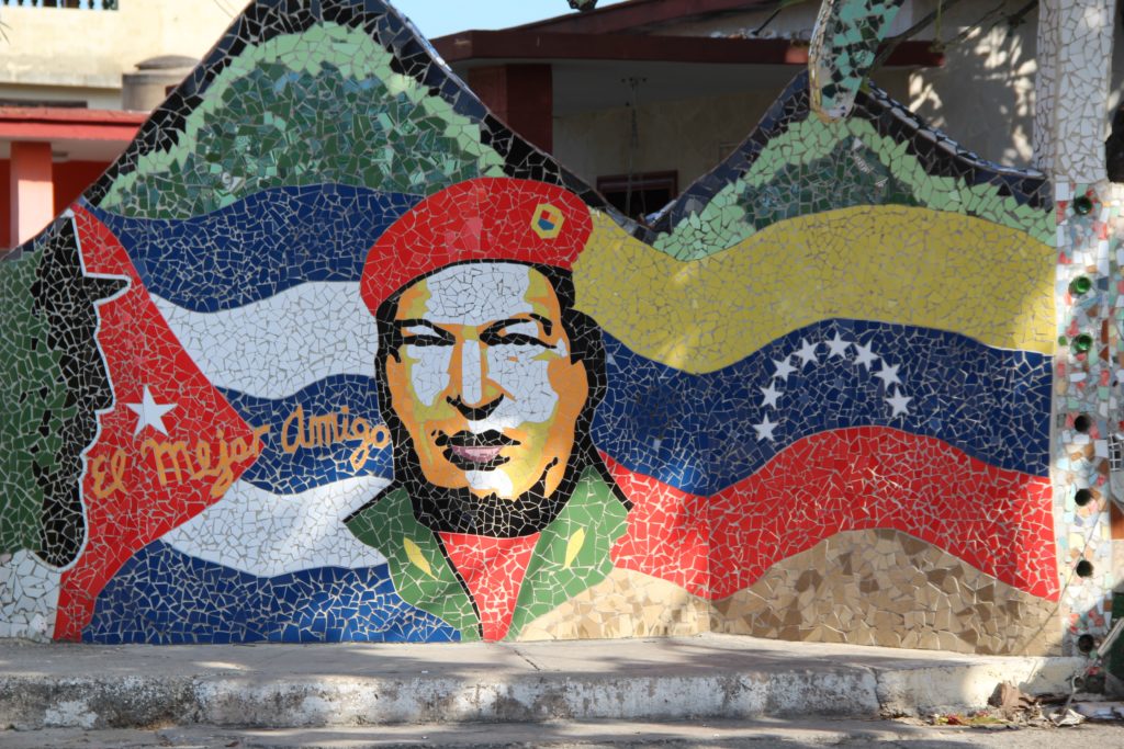 a mosaic of a man with a flag