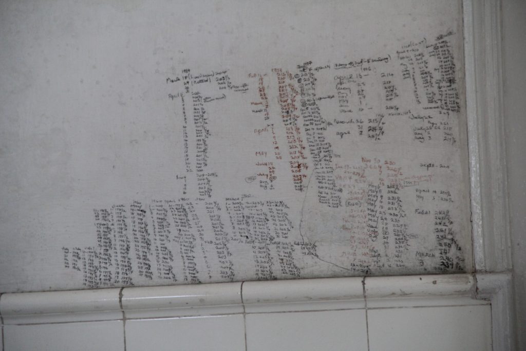 a wall with writing on it