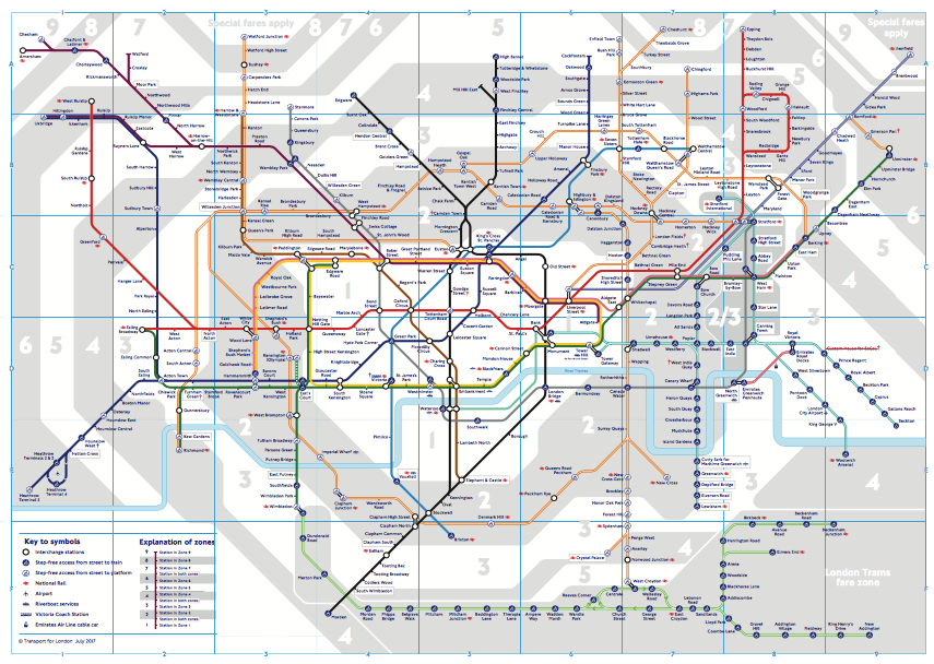 a map of a subway system with London Underground in the background