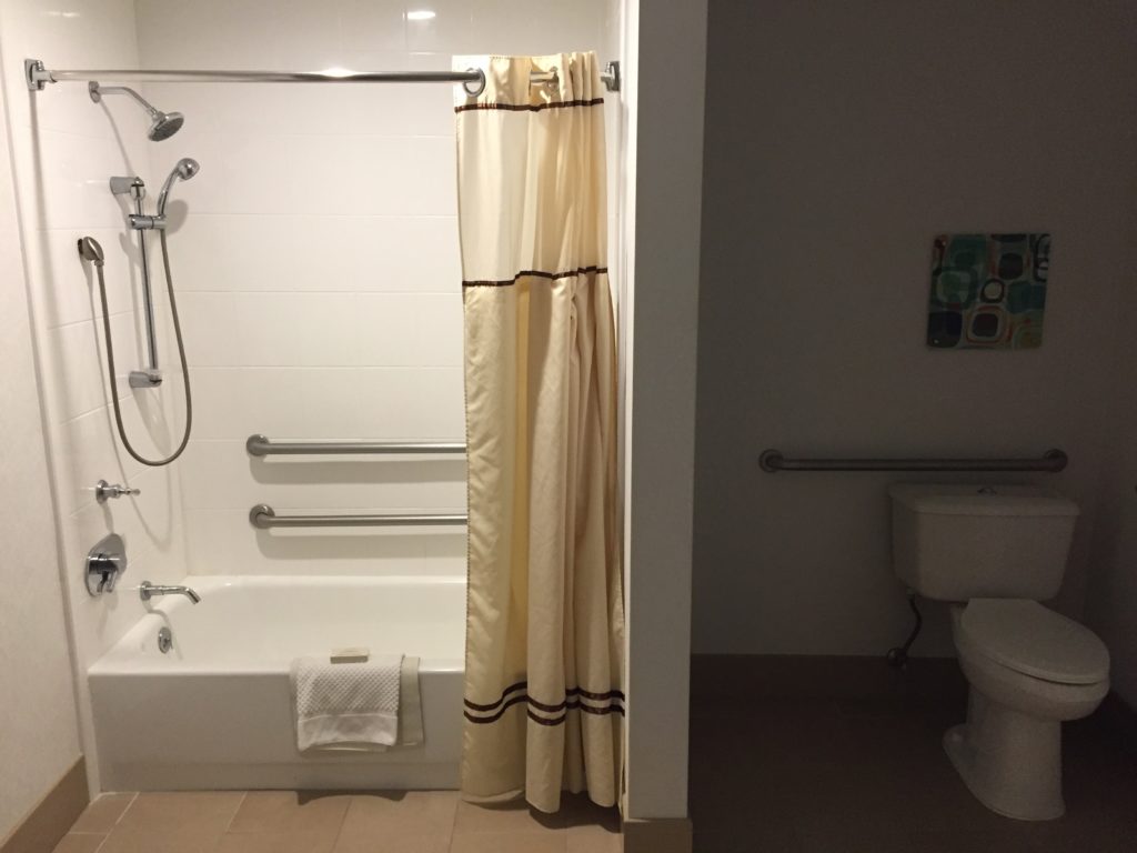 a shower curtain in a bathroom