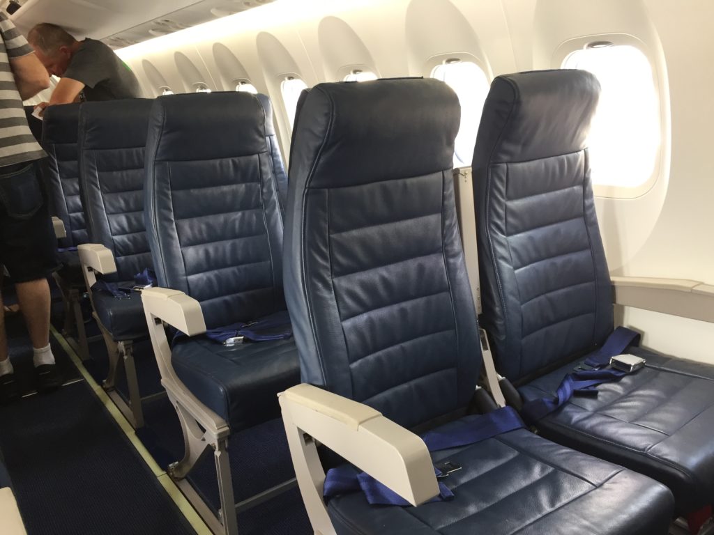 a row of seats in an airplane