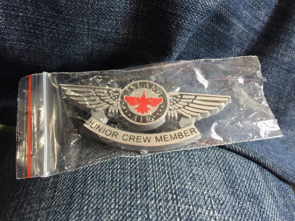 a badge in a plastic bag