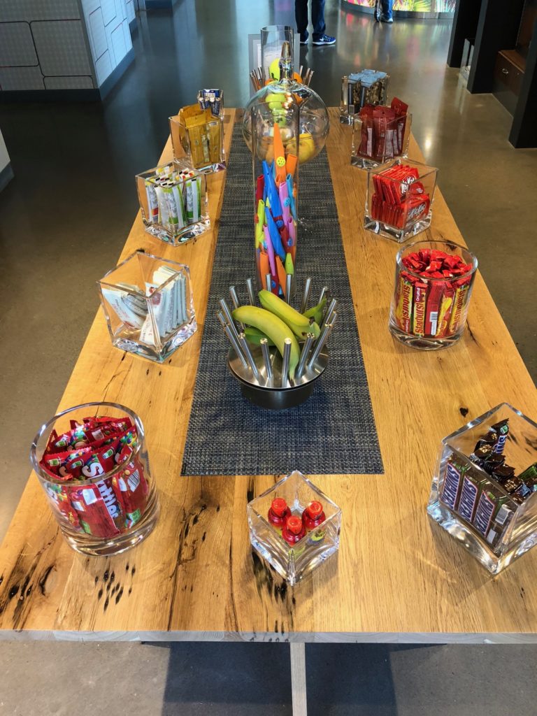 a table with candy and candy bars