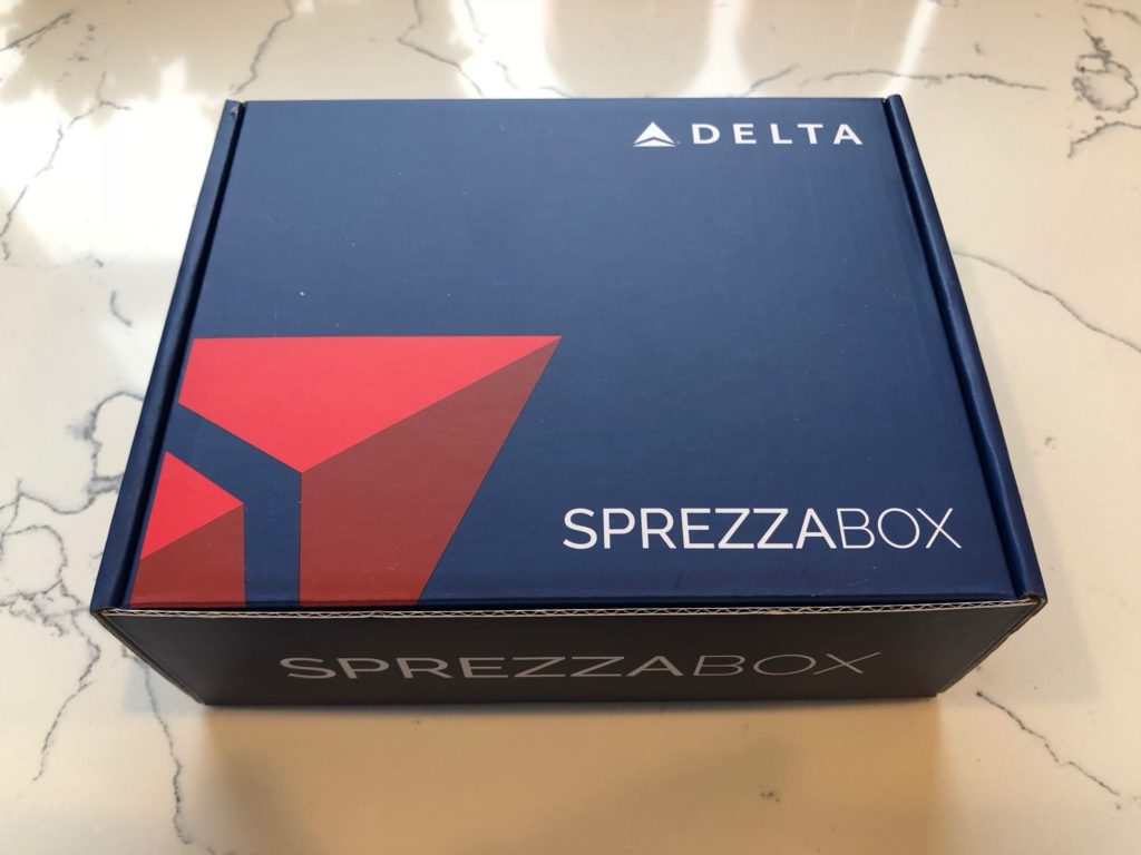 a blue box with a red and white logo