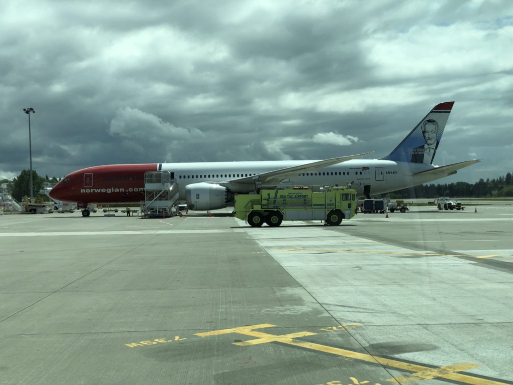 a plane on the runway