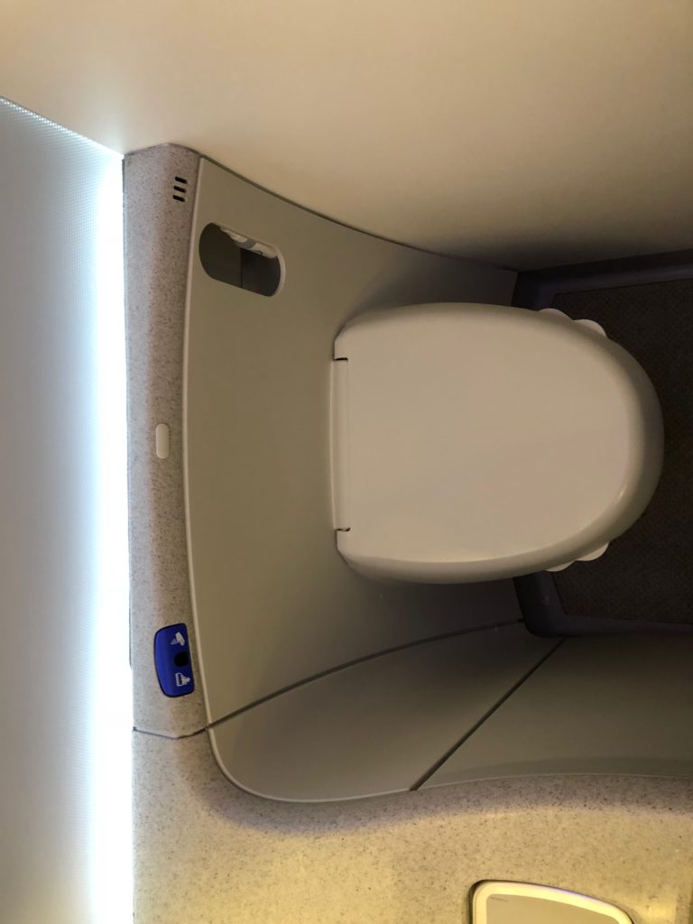 a toilet in a plane