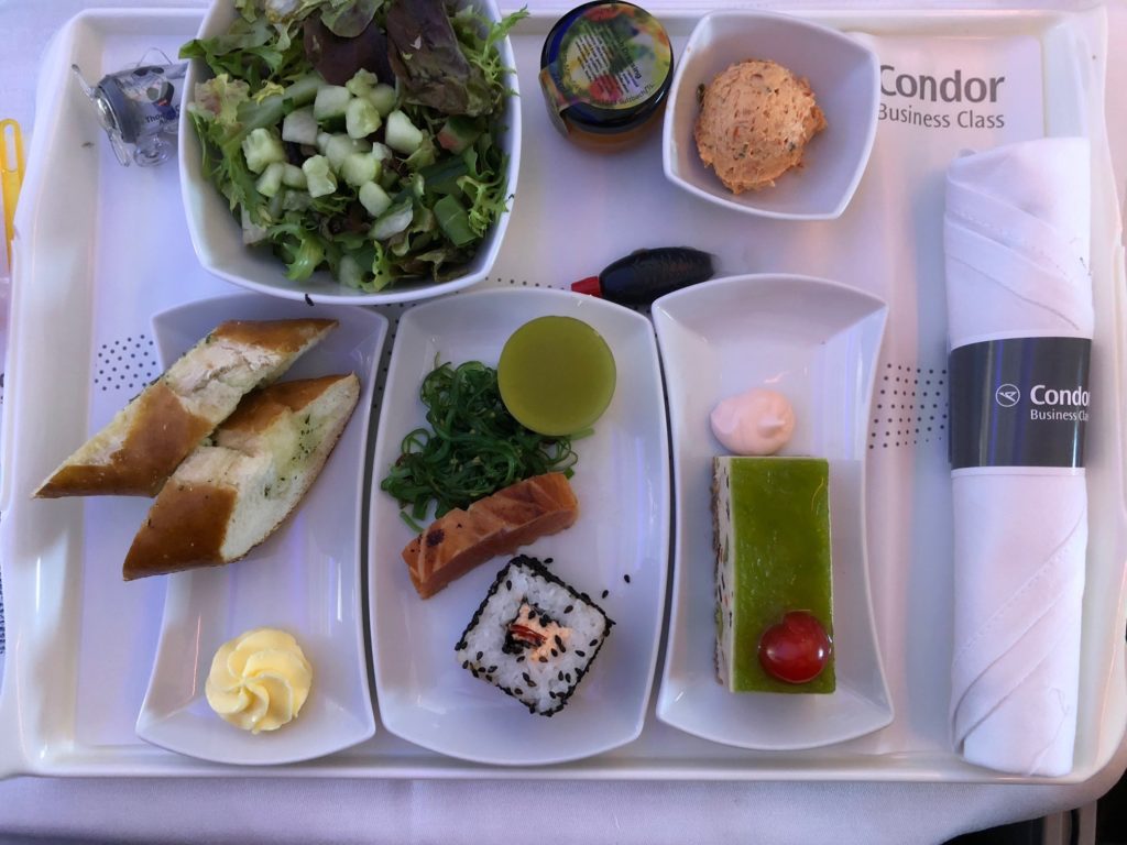 a tray of food on a table