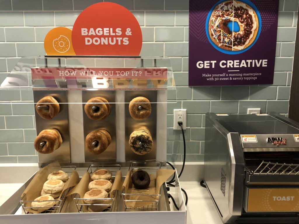 a donuts in a display case