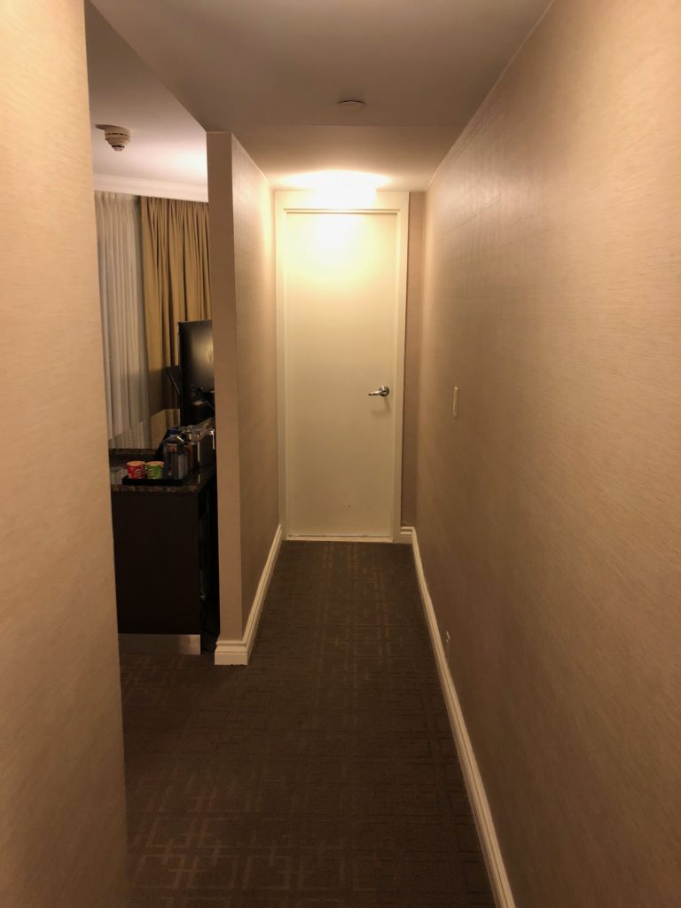 a hallway with a door