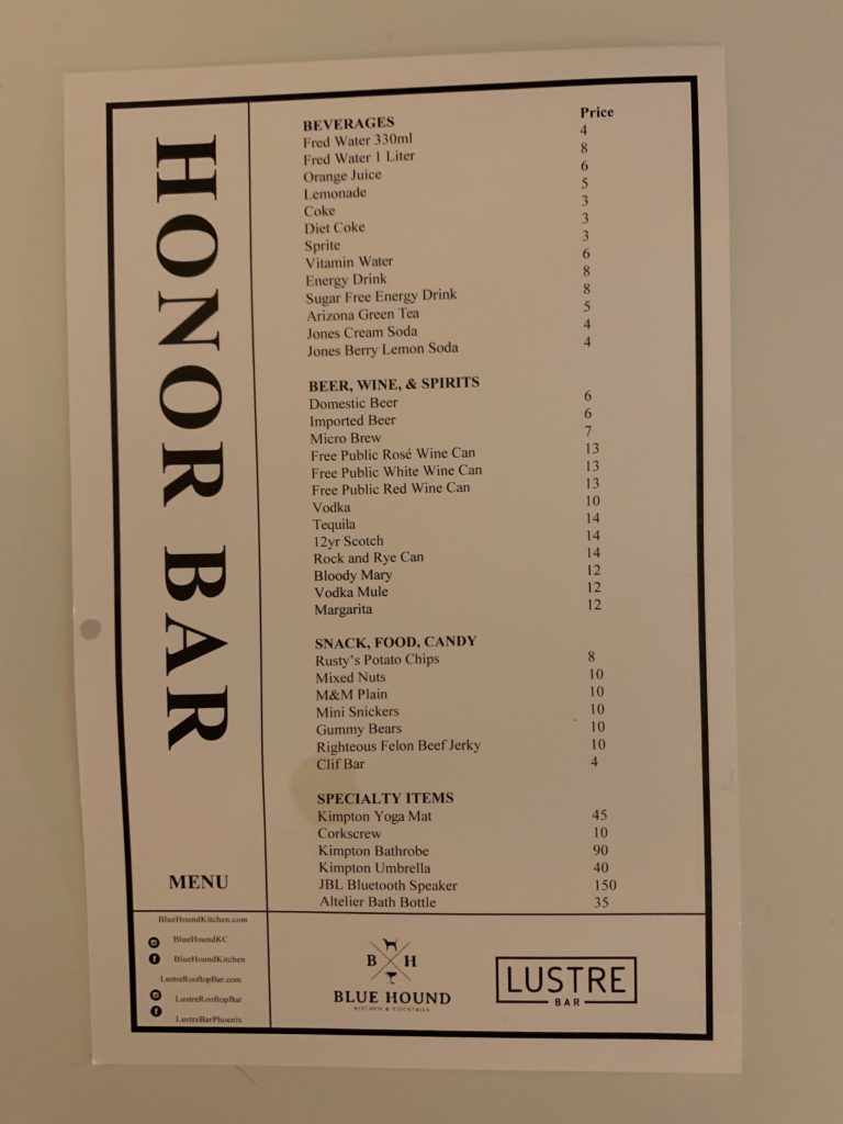 a menu on a wall