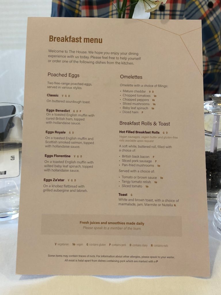 a menu on a table