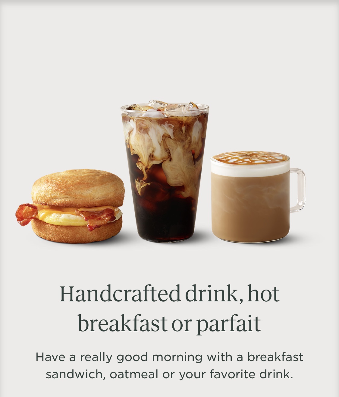 a breakfast menu with a burger and a burger and a coffee