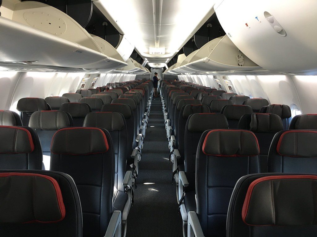 a row of seats in an airplane