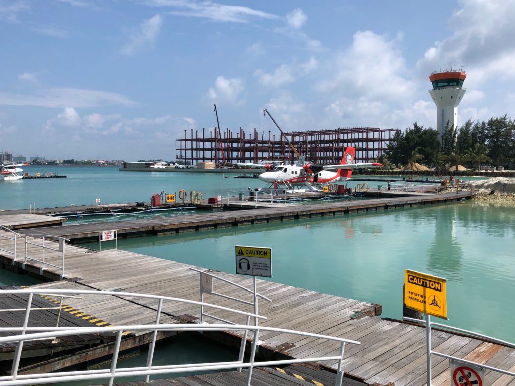 a plane on a dock