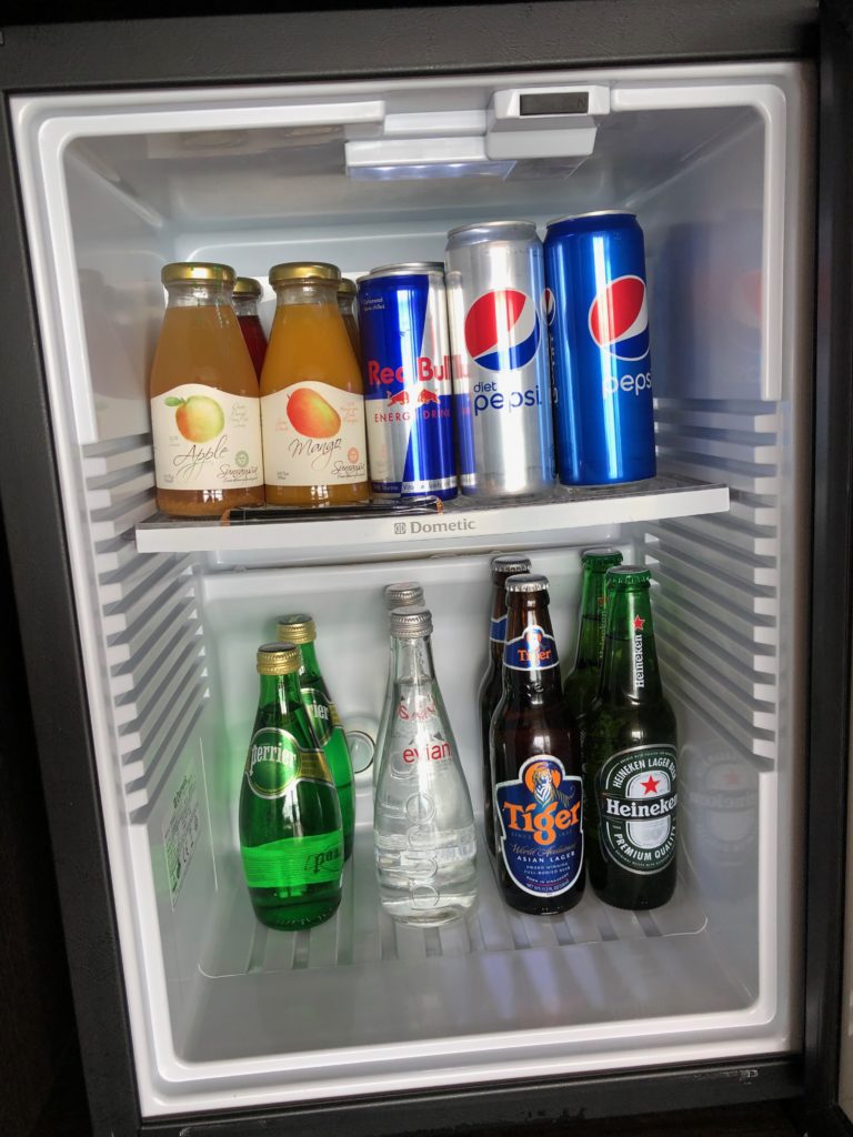 a refrigerator full of drinks