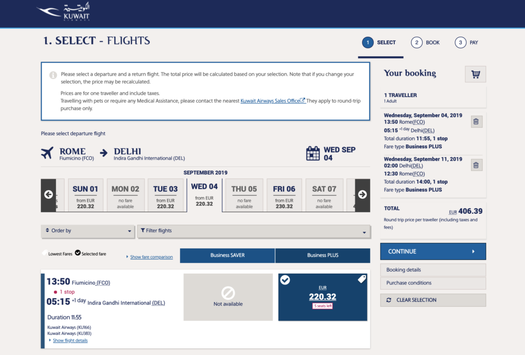 a screenshot of a flight schedule