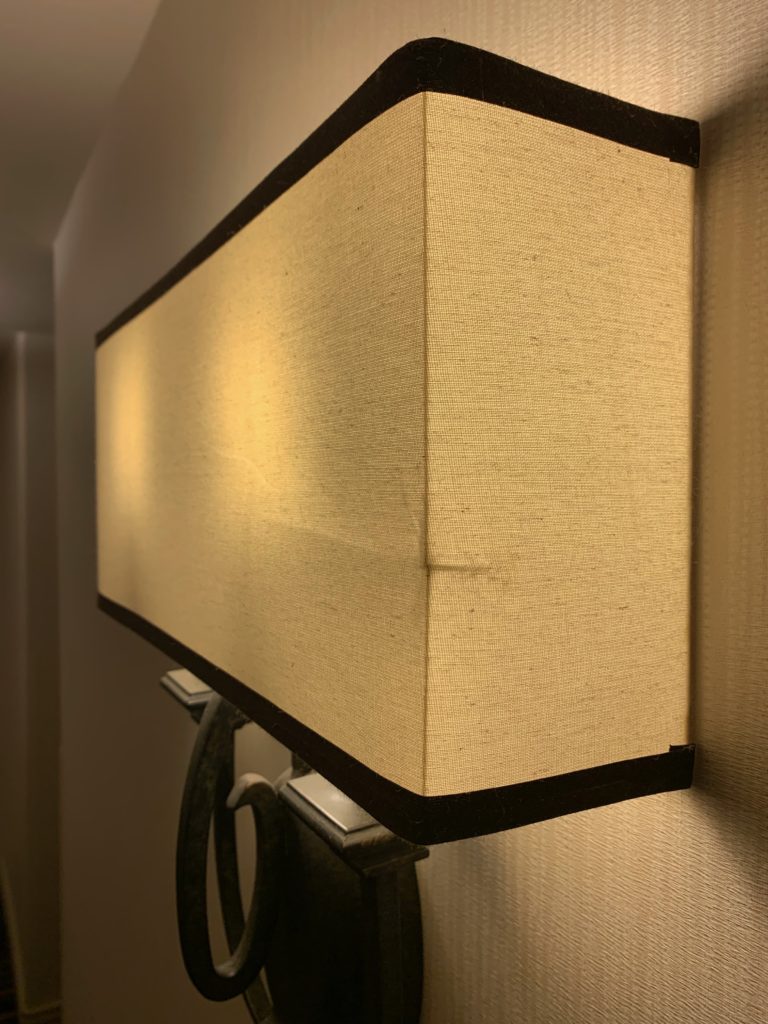 a lamp with a rectangular shade