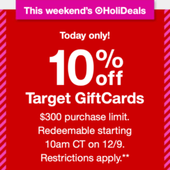 Target Gift Cards are 10% off Today Only!