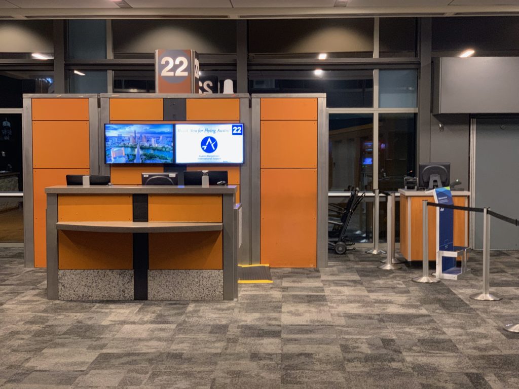 an airport reception area