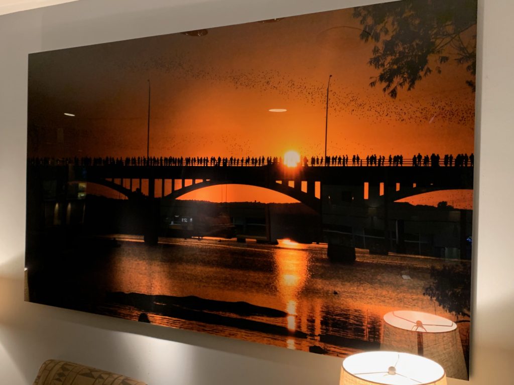 a picture of a bridge and sunset