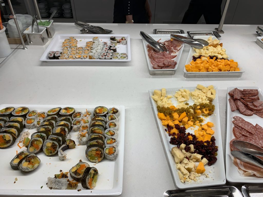 a trays of food on a table