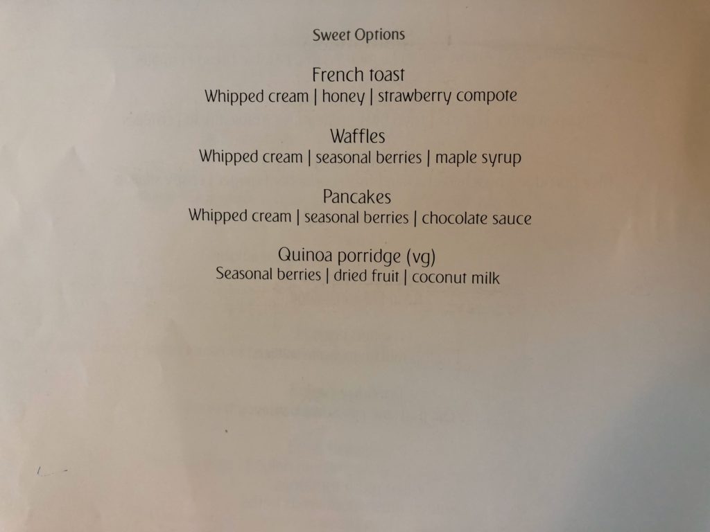 a menu of a restaurant