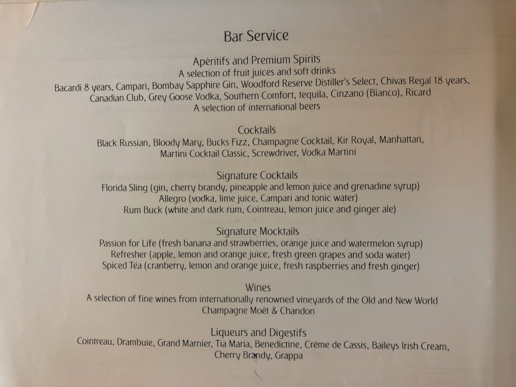 a menu with text on it