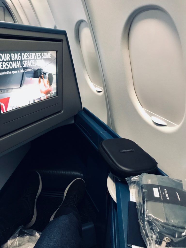 a tv on the side of an airplane