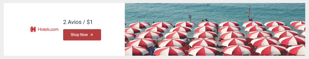 a group of red and white umbrellas