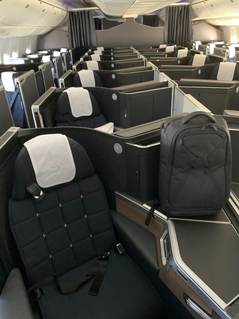 a row of chairs in a plane