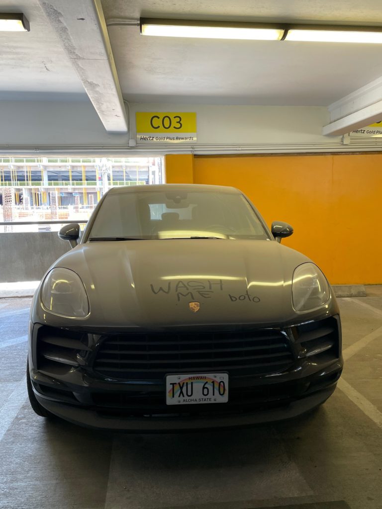 a car parked in a parking garage