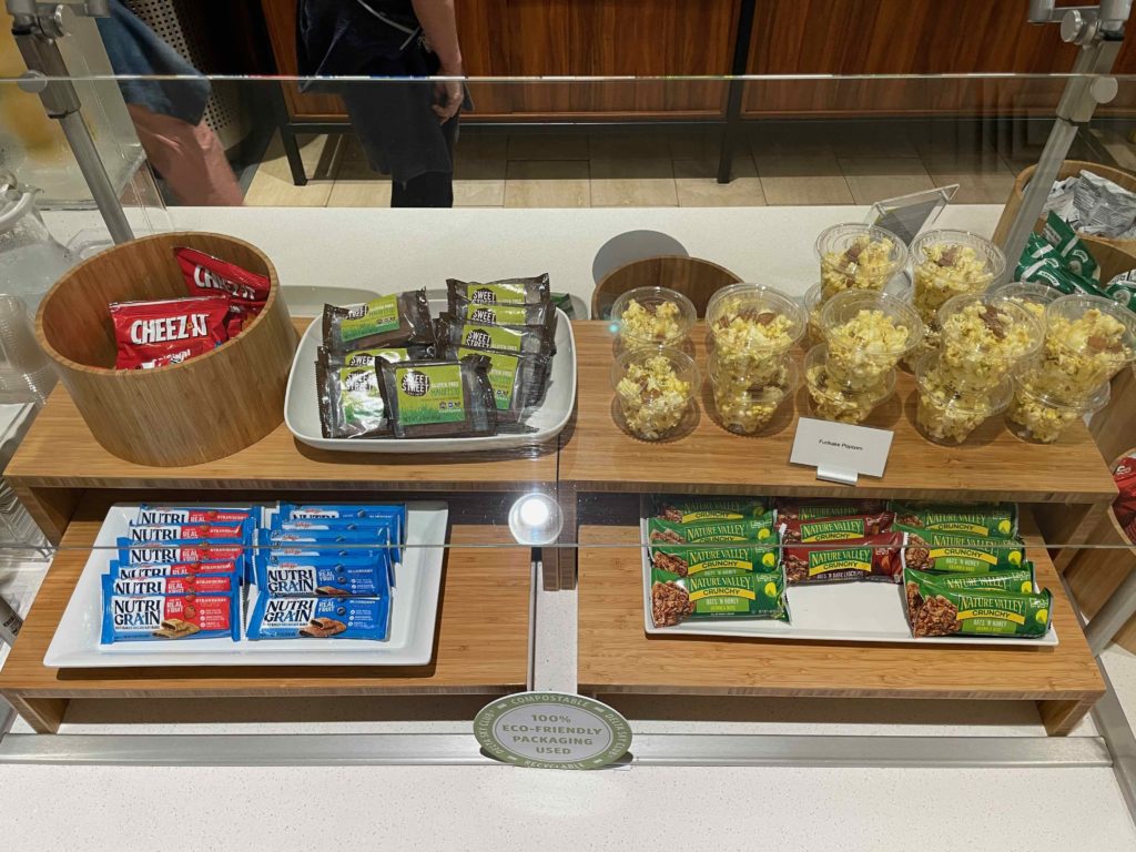 a display case with food on it