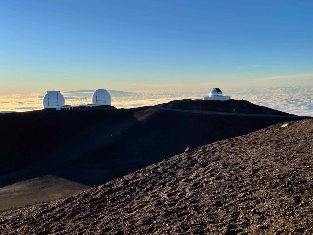 a mountain with a few white domes