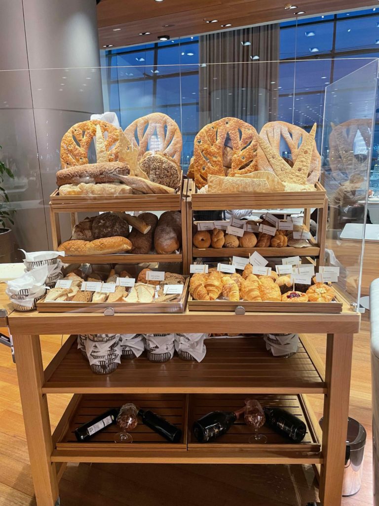 a display of bread on a shelf