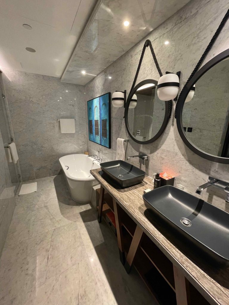 a bathroom with a sink and a tub
