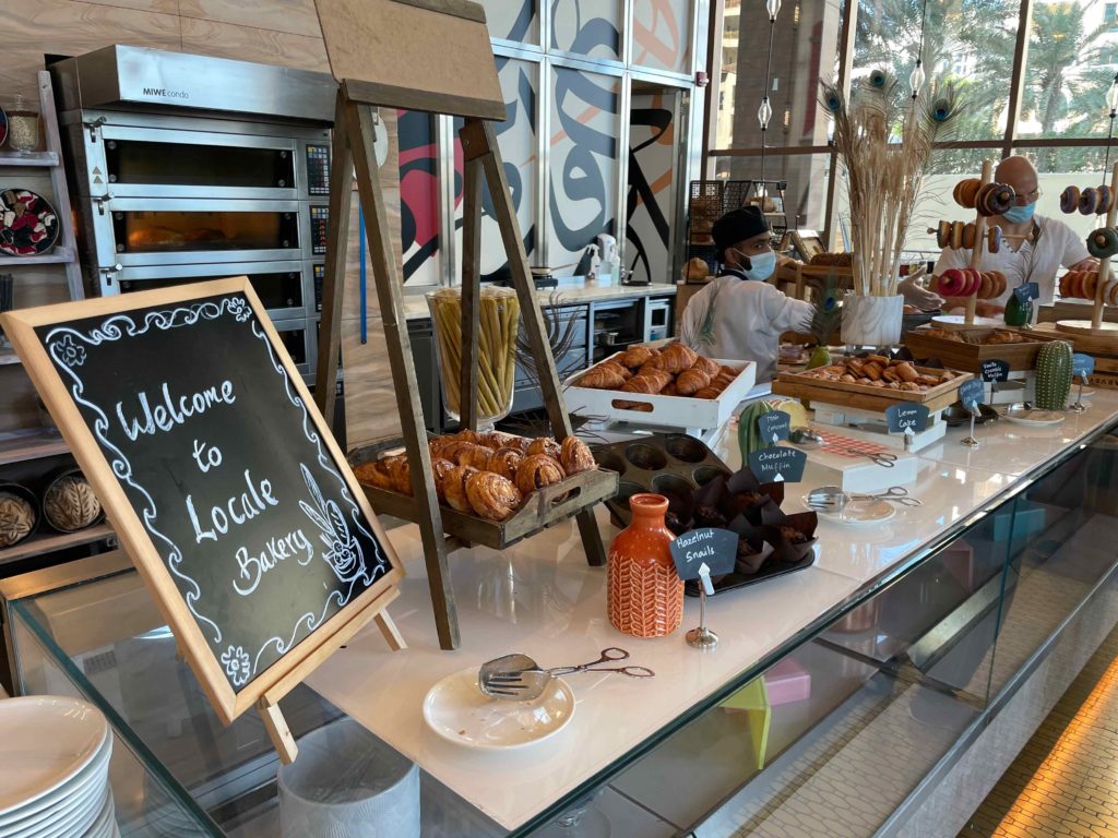 a display of bread and pastries